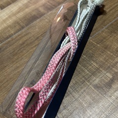 帯締め　正絹　シルバーとピンクの画像