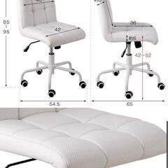 未使用/新品　在庫2脚あり　訳あり特価　オフィスチェア コンパクト 座面昇降 ロッキング機能 ソフトレザー PUキャスター -の画像