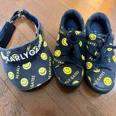 パーリーゲーツゴルフシューズとサンバイザー