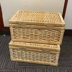蓋付き籐籠 インテリア ラタン カゴ バスケット 収納ボックス 収納 かごの画像