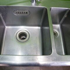 【クロムステン】２槽シンク 蛇口付き H790mm×W600mm×D450mm■流し台・業務用■C-1537の画像