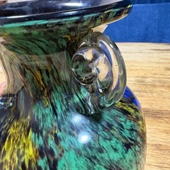美品 カメイガラス 花瓶 花器 ガラス花瓶 　マーブル フラワーベース カラフル 置物 飾りの画像