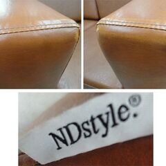 NDstyle 2人掛けソファ 幅150㎝ レザー ブラウン系 ボックスソファ 野田産業 2シーター 2Pソファ　西岡店の画像