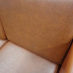 NDstyle 2人掛けソファ 幅150㎝ レザー ブラウン系 ボックスソファ 野田産業 2シーター 2Pソファ　西岡店の画像