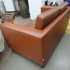NDstyle 2人掛けソファ 幅150㎝ レザー ブラウン系 ボックスソファ 野田産業 2シーター 2Pソファ　西岡店の画像