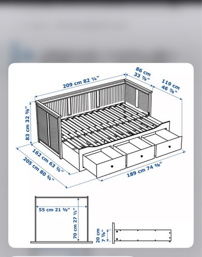 ※お譲り先決まりました※IKEA ヘムネスデイベッドフレーム（引き出し×3）, ホワイト 80×200