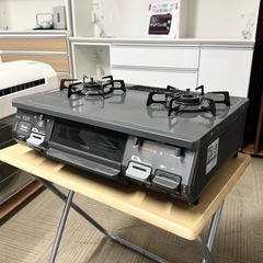 【美品‼️】リンナイ 2015年製 LP(プロパン)ガス用 ガステーブル 左強火/水無し片面焼きグリル グレー♪の画像