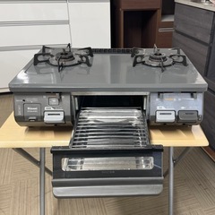 【美品‼️】リンナイ 2015年製 LP(プロパン)ガス用 ガステーブル 左強火/水無し片面焼きグリル グレー♪の画像