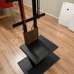 テレビ台 壁寄せ 壁面 『ロータイプ・背面収納付 壁よせTVスタンド 〔WALL ウォールロー〕』専用棚付き ウォールナットの画像