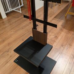 テレビ台 壁寄せ 壁面 『ロータイプ・背面収納付 壁よせTVスタンド 〔WALL ウォールロー〕』専用棚付き ウォールナットの画像