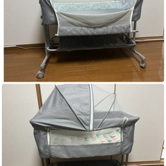【値下げしました】ベビーベッド 添い寝ベッド ミニ 組み立て簡単 ゆりかご ベビーラック 携帯便利 キャスタ付き コンパクト 蚊帳 の画像