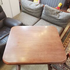 ダイニングテーブル ブラウン■横幅90㎝×奥行80㎝×高さ68㎝■近隣配送無料 買取帝国 朝霞店の画像