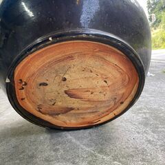 【リユースショップスパークル】火鉢　昭和レトロ　灰入り　メダカ鉢　金魚鉢　青　陶器製　配送可能♪の画像