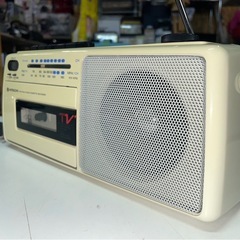 HITACHI　日立　ポータブル　ラジオカセット　レコーダー　TRK-5450　ラジカセ　AM/FM　白　昭和　レトロ　稼働確認済　中古　③の画像
