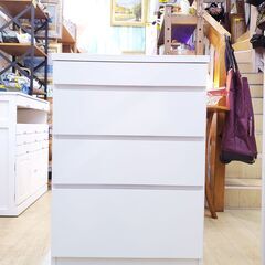 永野家具工業 人口大理石天板 4段チェスト 白 ホワイト 参考価格31900円■横幅60㎝×奥行34㎝×高さ85.5㎝■近隣配送無料 買取帝国 朝霞店の画像