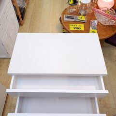 永野家具工業 人口大理石天板 4段チェスト 白 ホワイト 参考価格31900円■横幅60㎝×奥行34㎝×高さ85.5㎝■近隣配送無料 買取帝国 朝霞店の画像