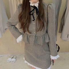 【12/17まで】チェック柄  ひざ丈 ミニスカートの画像