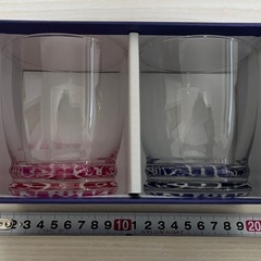 新品未使用 【織部 格子小花 タンブラー ペア】 和紋グラス ORIBE ペアグラス ジャパネスクの画像
