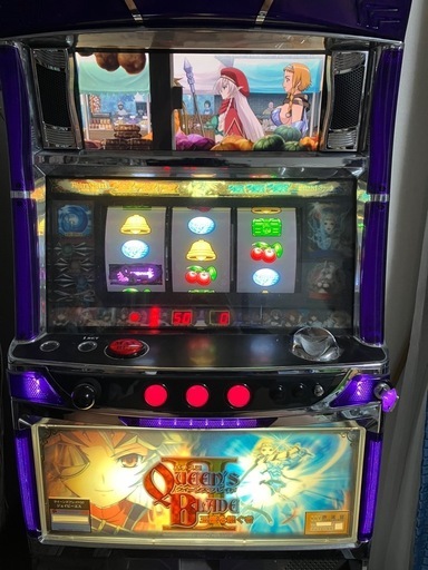 パチスロ実機 クイーンズブレイド2 コイン不要機付