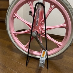 ブリヂストン　一輪車　スタンド付　ピンクの画像