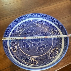 青白い山水画 八角形皿 直径約22cm5個まとめ売りの画像