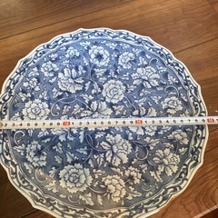 青白い山水画 八角形皿 直径約22cm5個まとめ売りの画像