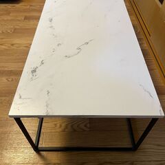 500円！大理石調ローテーブル｜アイアン脚・長方形｜約120×60×38cm｜美デザイン／車で引取推奨｜南堀江 3,000円の画像
