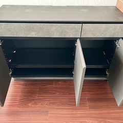 未使用 ニトリ サイドボード セーラル3 CHN-GY キッチン収納棚 キャビネット 幅120×奥行39.5×高さ80(cm)の画像