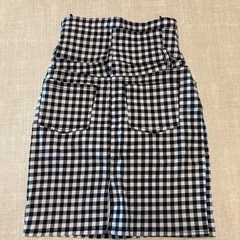 ギンガムチェック タイトスカート ハイウエストの画像