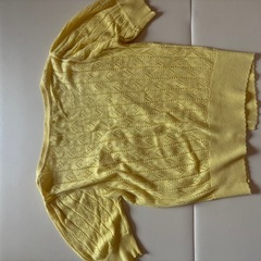 100円⭐︎その他同時購入歓迎！割引あり♡イエローレース編みカーディガン 半袖　黄色　カーデの画像