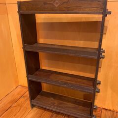 アンティーク 木製ラック シェルフ クサビ棚 本棚 飾り棚 和モダン レトロの画像