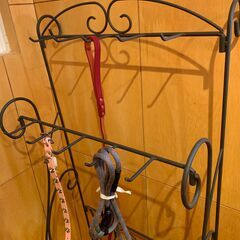 アイアンラック ペットリード ハンガー アンティーク調 ブラック ディスプレイの画像