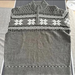 【美品】ノルディック柄 ハーフジップ ニット グレー 4Lの画像