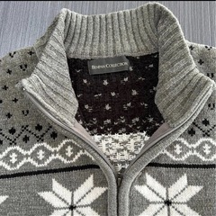 【美品】ノルディック柄 ハーフジップ ニット グレー 4Lの画像