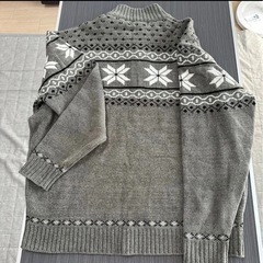 【美品】ノルディック柄 ハーフジップ ニット グレー 4Lの画像