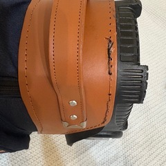 PGM キャディバッグ キャスター付き ネイビー×ブラウン 美品 雨カバー付の画像