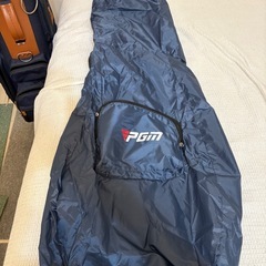 PGM キャディバッグ キャスター付き ネイビー×ブラウン 美品 雨カバー付の画像