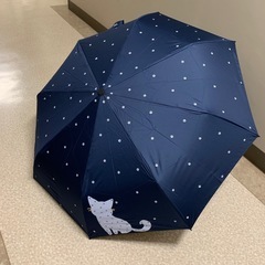 【猫柄】O&G 折りたたみ日傘 晴雨兼用 ネイビーの画像