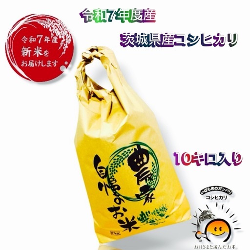 ③令和7年度茨城県産コシヒカリ！生産農家です新米出来上がりました10キロ入り100%コシヒカリ