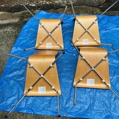 プライウッドチェア4脚セット 木製椅子アールエフヤマカワの画像