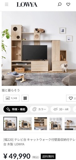 テレビ台 キャットウォーク付壁面収納付テレビ台 木製  LOWYA