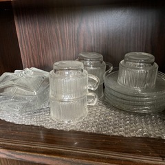 透明ガラス　カップ&ソーサーの画像
