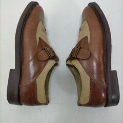 美品  ケネスコール Kenneth Cole New York メンズ 革靴 ブラウン ベージュ モンクストラップ US7 25cm MADE IN ITALY 美品 箱なし　251017-2Tの画像