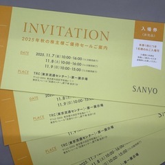 【株主優待券】オンラインストア20％OFFクーポン➕ SANYO SALE入場券の画像