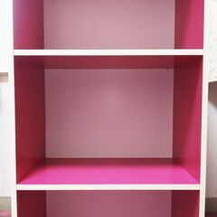 カラーボックス ピンク色 三段