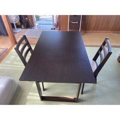 伸長い式ダイニングテーブル3点セットの画像