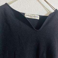 クリスチャンオジャール 半袖ニット M 半袖カットソー 無地 ブラックの画像