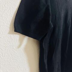 クリスチャンオジャール 半袖ニット M 半袖カットソー 無地 ブラックの画像