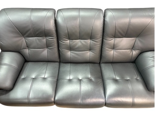 NO.2601 ３人掛けソファ 革 黒 家具 中古