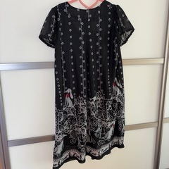 【USED】☆レディース☆チュニック☆ワンピース☆Lサイズ☆犬柄☆花柄 の画像